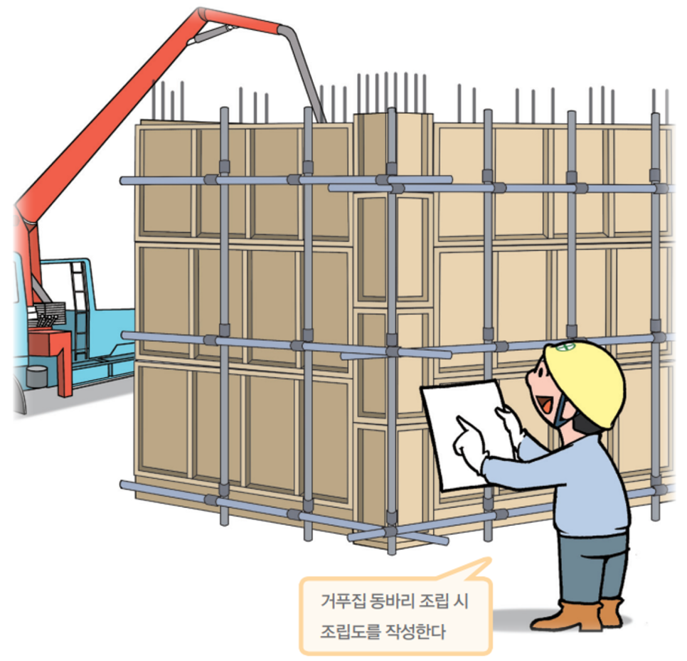 거푸집 동바리 조립도 확인 — 조립도 없이 시공하면 붕괴 위험