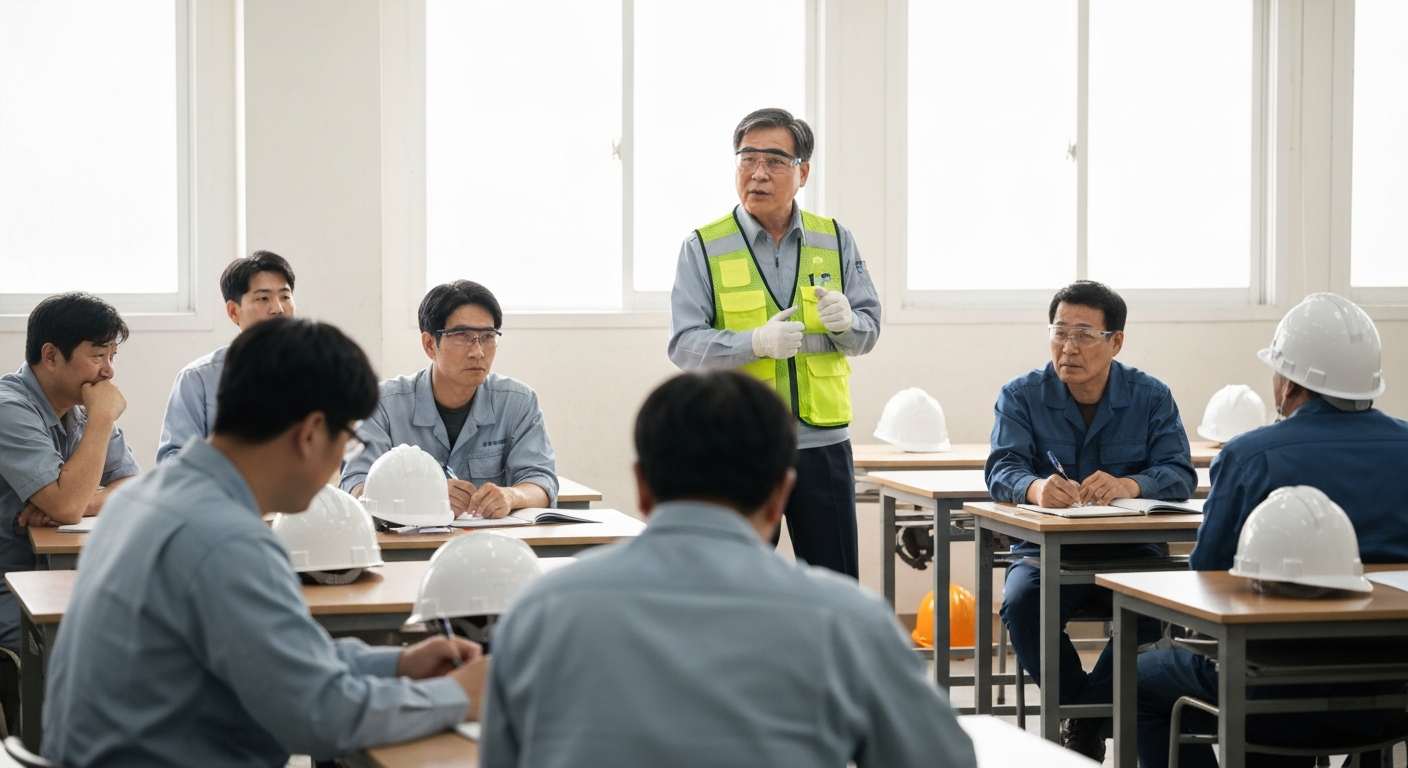 안전보건교육 — 관리감독자가 진행하는 교육 장면